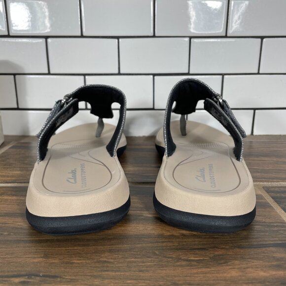 Clarks Glide Walk Womens Size 8 Shoes Pewter T Strap Cloudsteppers Thong Sandals - Picture 6 of 14